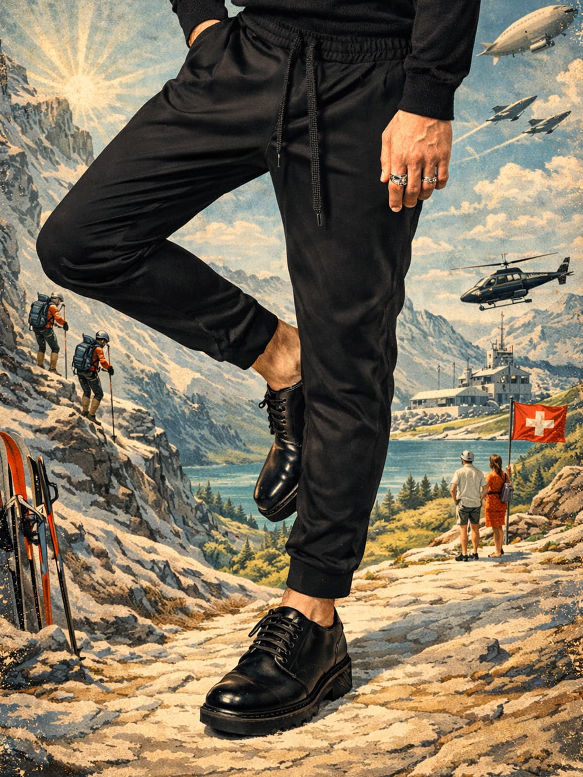 SPODNIE TRAPEZE PANTS BLACK