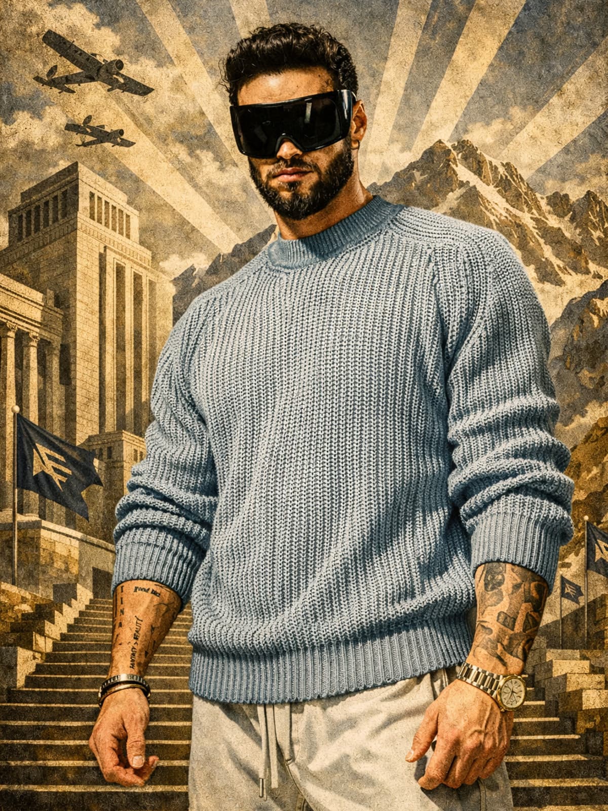 sweter Block Navy