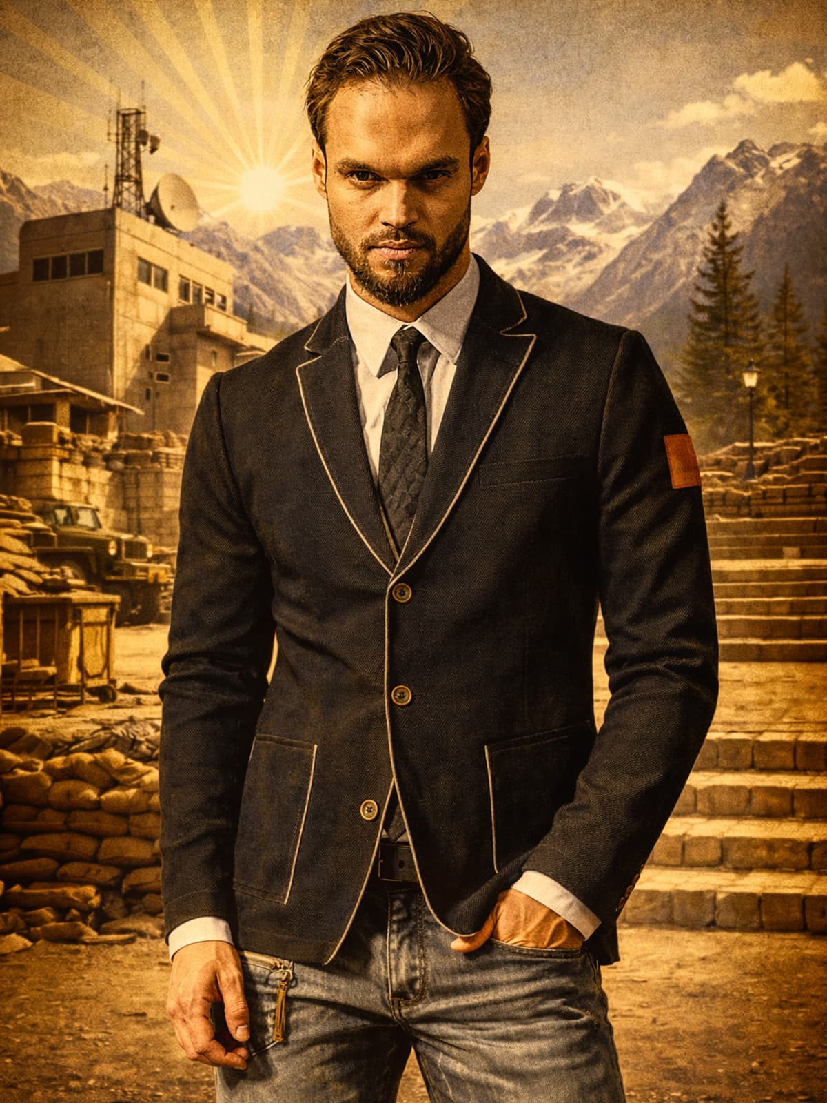 BLACK NEAT KNIT JACKET